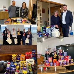 various pictures from an Easter eggs collection for a children's charity