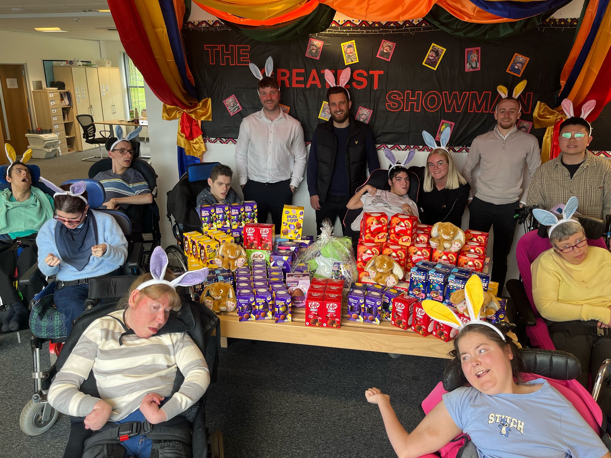 Tom Davage and Adam Thomas delivering hundreds of Easter Eggs to 'Paces' in Sheffield, a specialist centre supporting children with cerebral palsy and motor disorders