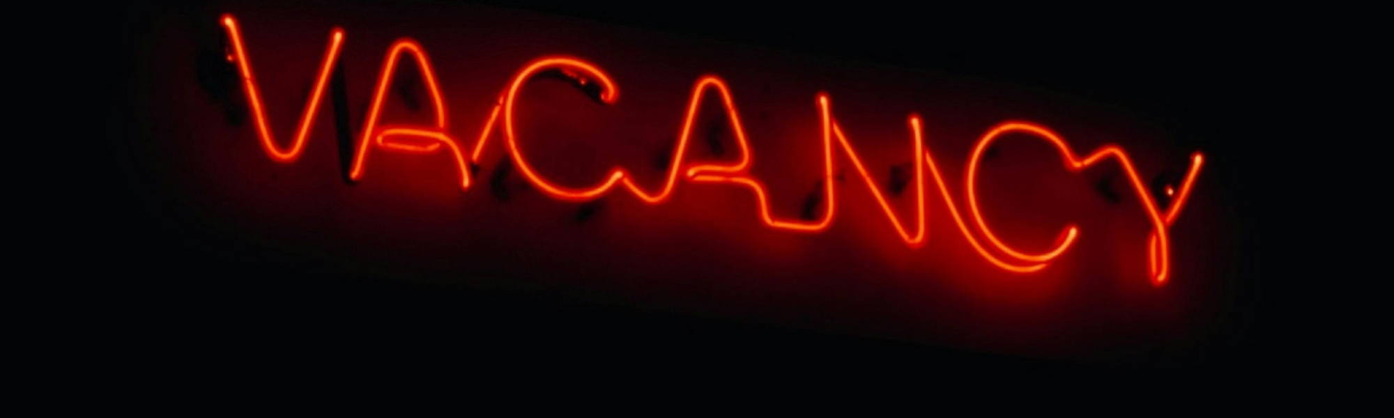 Bright neon lights form the word "Vacancy" on a sign, attracting attention.