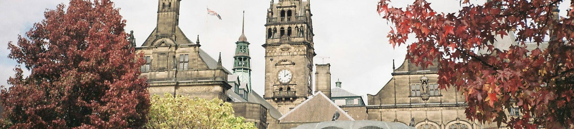 Sheffield town hall on a crisp autumn day.